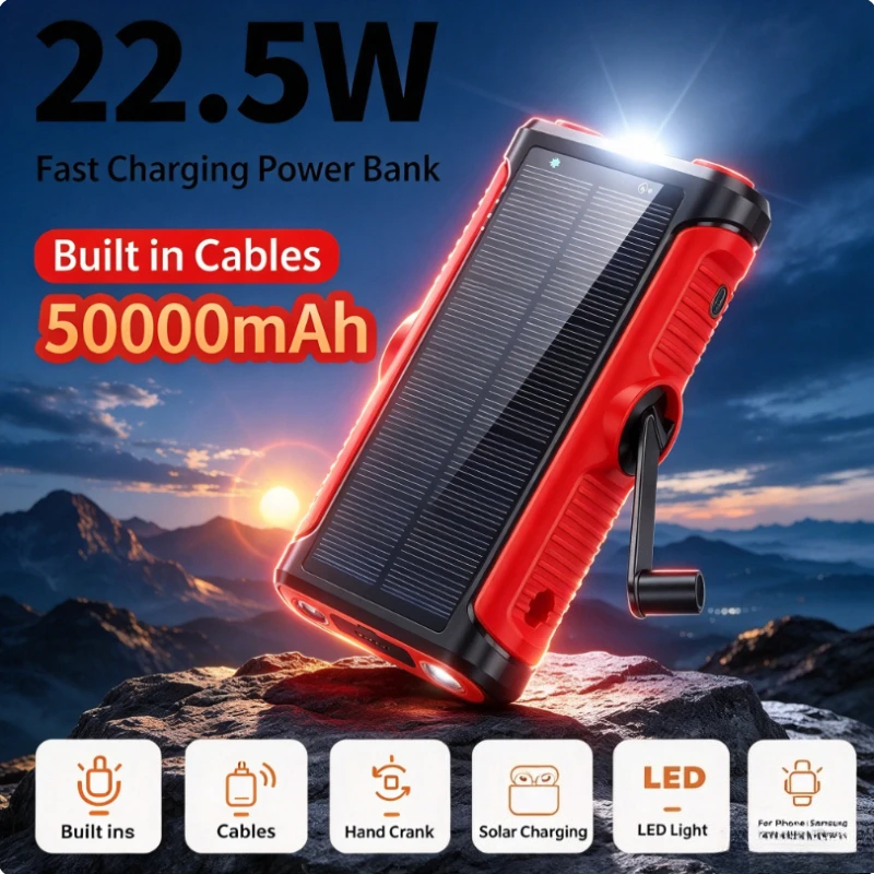 50000mAh Solar Power Bank 22.5 - Solar Emergency Charger recension och pris